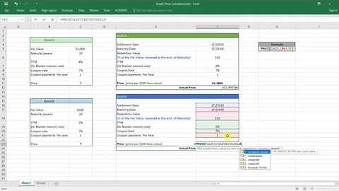 How to calculate the Price of bond in MS Excel