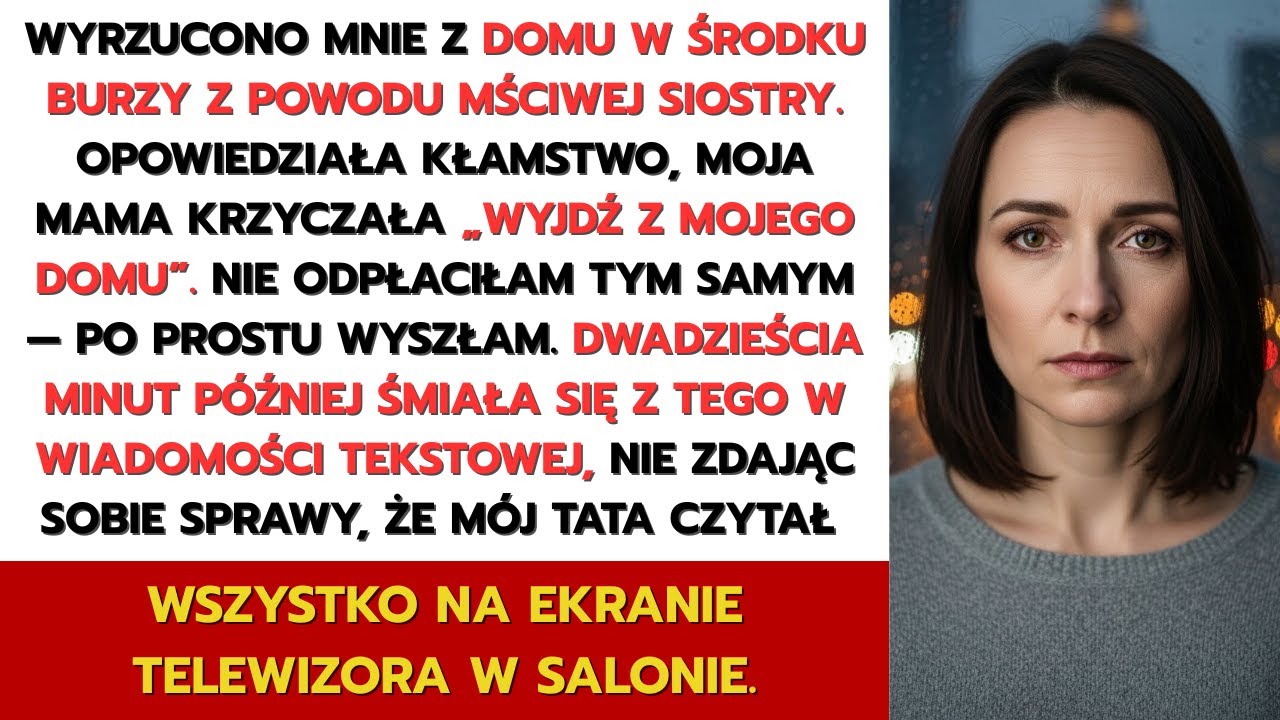 Wyrzucono mnie w burzę przez kłamstwo — siostra skłamała, mama krzyczała „Wyjdź stąd” — więc…
