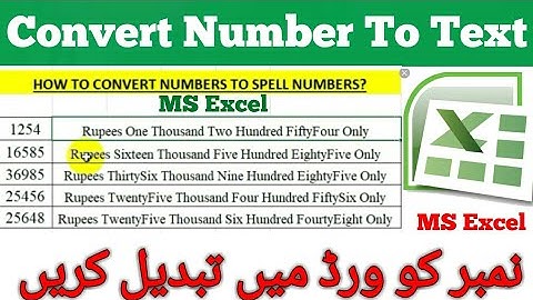 How To Convert Numbers To Text In MS Excel In Urdu 2020