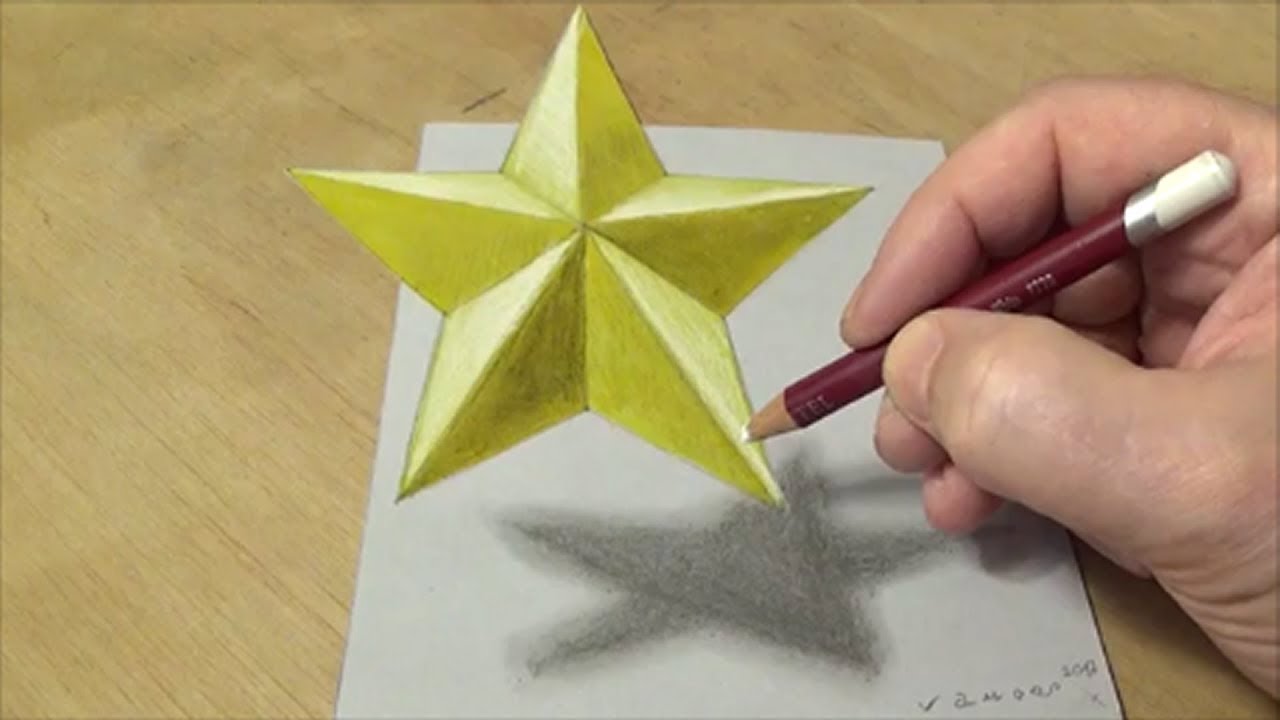 How To Draw 3d Star Drawing 3d Floating Star Vamosart Youtube