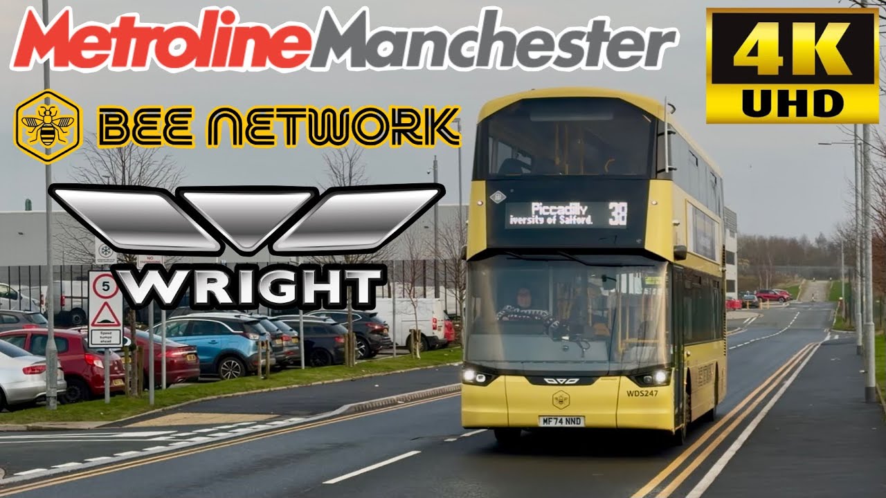 Yellow Buses In Manchester Bee Network route 38 Logistic North to City Centre Piccadilly Full Visual