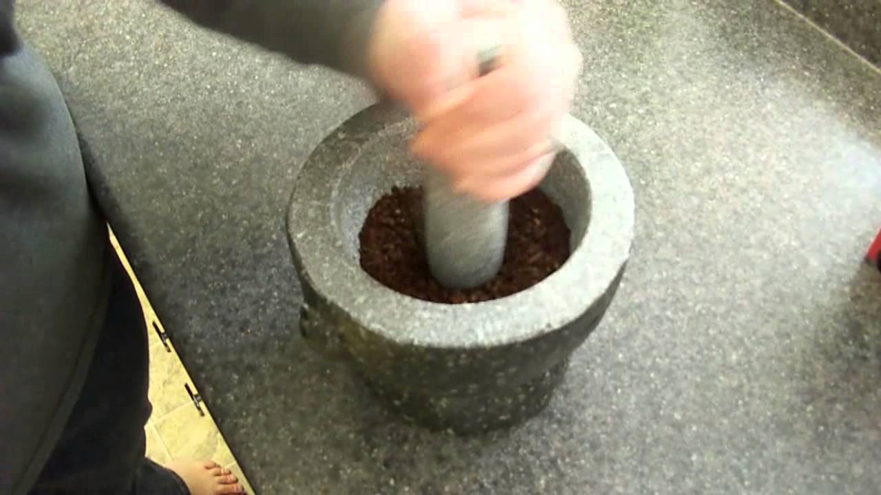 ASMR Kitchen Mortar Pestle 02 Grinding Coffee YouTube