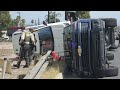 Car Hauler Overturns, Dumps New SUVs In Jurupa Valley