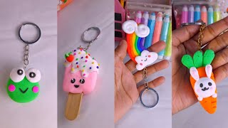 How to make clay keychain😍| Handmade Keychain | Clay craft |creative craft idea |cute clay keychain|