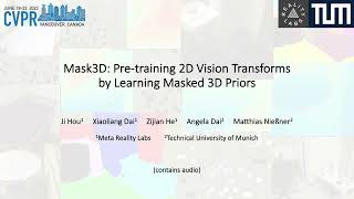 Mask3D: Pre-training 2D Vision Transformers by Learning Masked 3D Priors