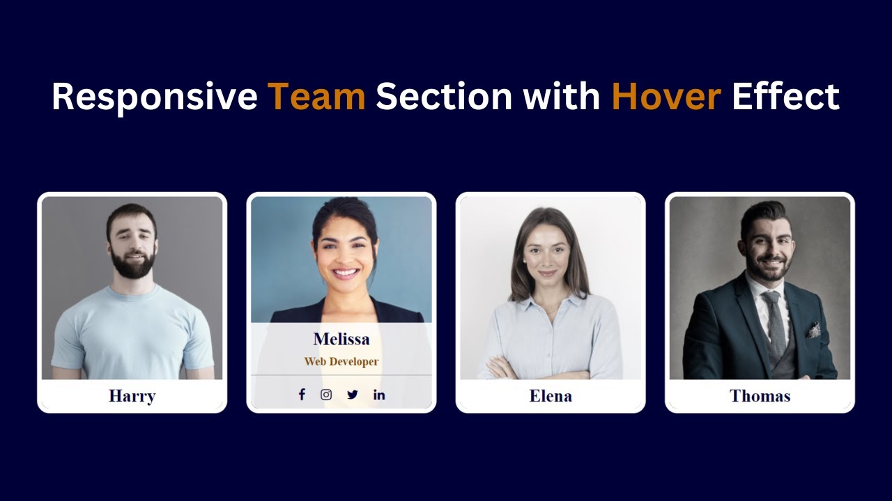 Team Card Section with CSS Hover Effect using HTML and CSS | Free ...