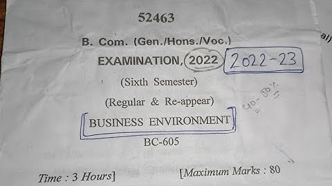 Business Environment Question Paper of 6th sem 2023. Question paper of Business Environment of 2023