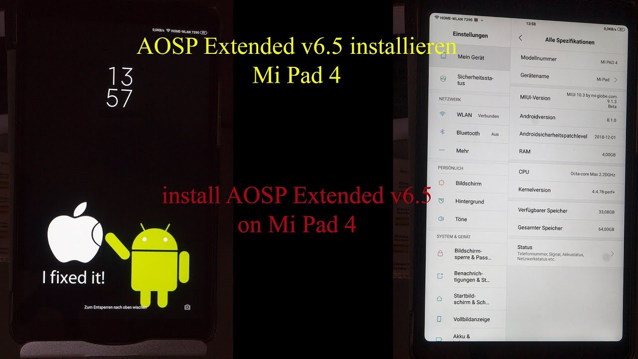 Xiaomi Mi Pad 4 AOSP Extended installieren - YouTube