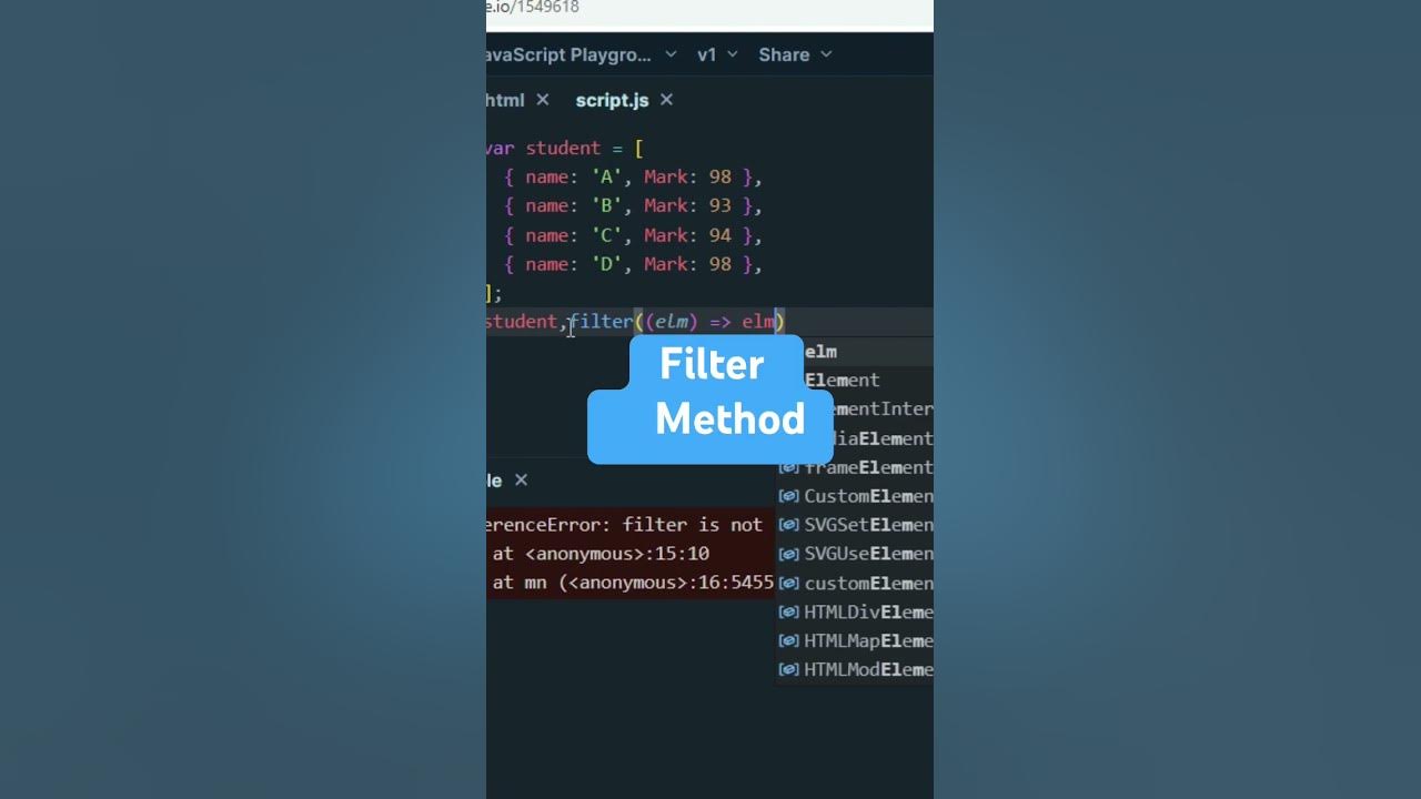 filter method |filter method in javascript #frontend #interview # ...
