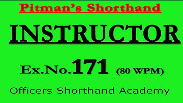 Pitman Shorthand Instructor And Key | Dictation of Ex- 171 | @80 WPM | Instructor | Steno Course |
