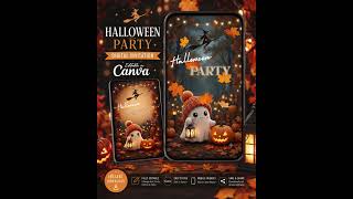 Animated Halloween Party Invitation, Editable Canva Video Template, Cute Ghost Digital Party Invite