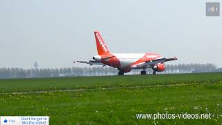 EasyJet Airbus A319-111 G-EZAP landing at Schiphol Airport (Amsterdam, The Netherlands)