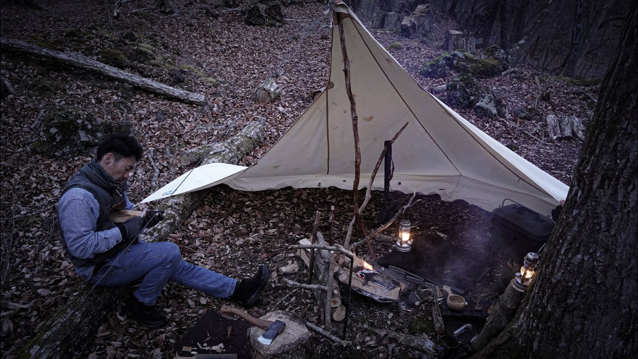 【craftcamp】自作バックソー、フォークカービング、タープ泊、焚き火料理など