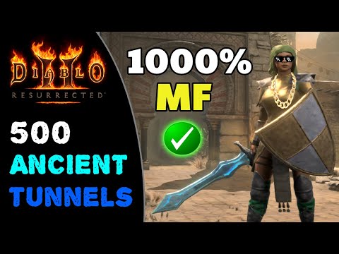 Blizz sorc with HUGE Magic Find, 1000% !! 500 Ancient Tunnels runs - Diablo 2 resurrected