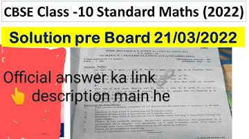 cbse class 10 pre board paper standard maths solution || answer key / pre board exam class 10 maths