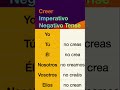 How to conjugate Spanish verb Creer (to believe) in Imperativo Negativo tense.