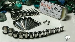 BodyJ4You 37PC Gauges Kit Ear Stretching Aftercare Balm | Screw Fit Tunnel Plugs Tapers | 14G-00G