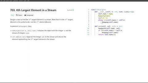 [August 12, 2024, LeetCode daily] 703. Kth Largest Element in a Stream - Python, solution explained