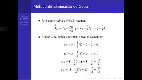 Aula 14 de Cálculo Numérico: O Método de Eliminação de Gauss e o Método de Eliminação de Jordan