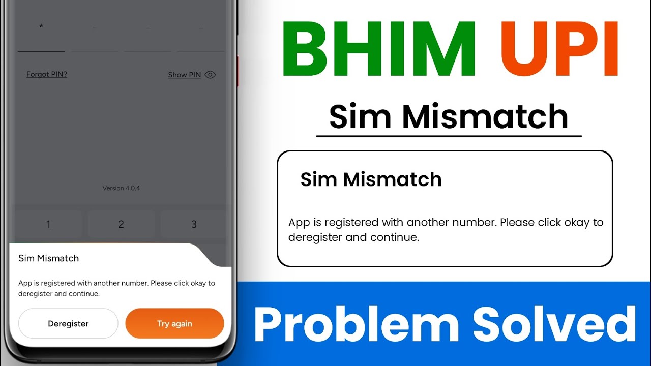 BHIM App SIM Mismatch Problem Solution || BHIM UPI Sim Verification Problem