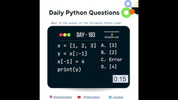 Python Coding challenge - Day 183 | What is the output of the following Python Code?  #codeing