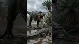 T-Rex vs Saltwater Crocodile — The Most Savage Prehistoric Battle Ever Witnessed 🐊 #trex #crocodile