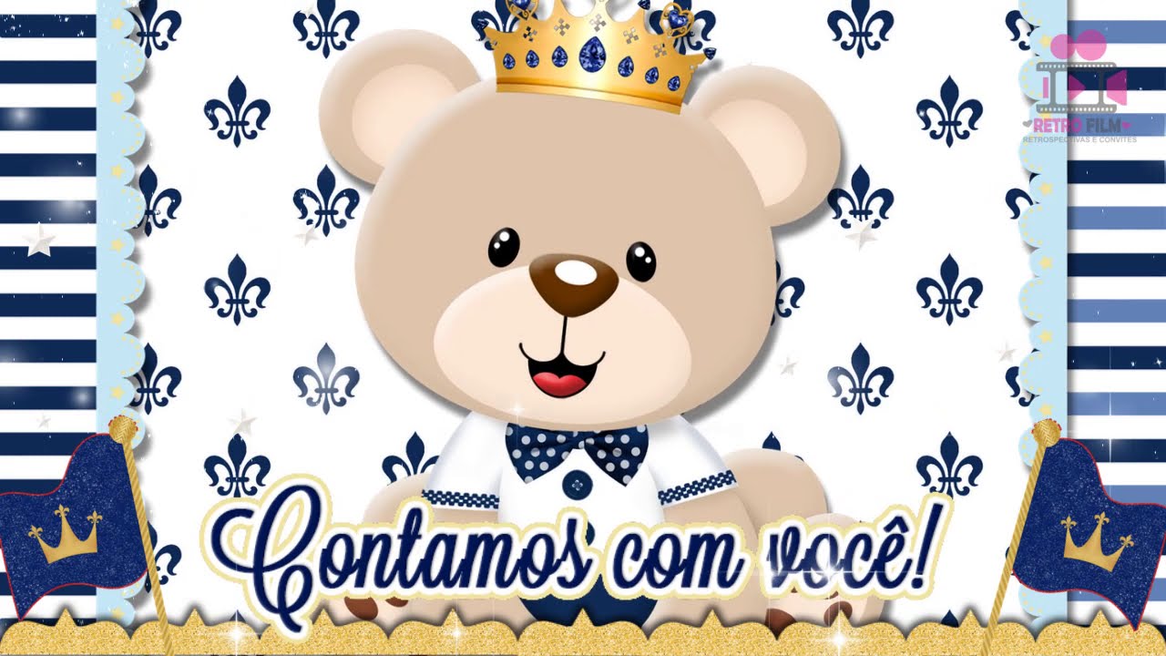 Convite Digital Chá De Bebê Urso Príncipe