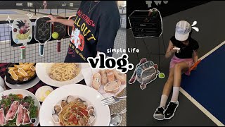 vlog✩°˖🫐: get ready with me, pickleball, room cleaning, etc...
