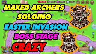 The Power Of ARCHER - SOLOING Easter 🌙 Invasion Boss Stage (3⭐️ - Crazy) -  Crazy Defense Heroes screenshot 1