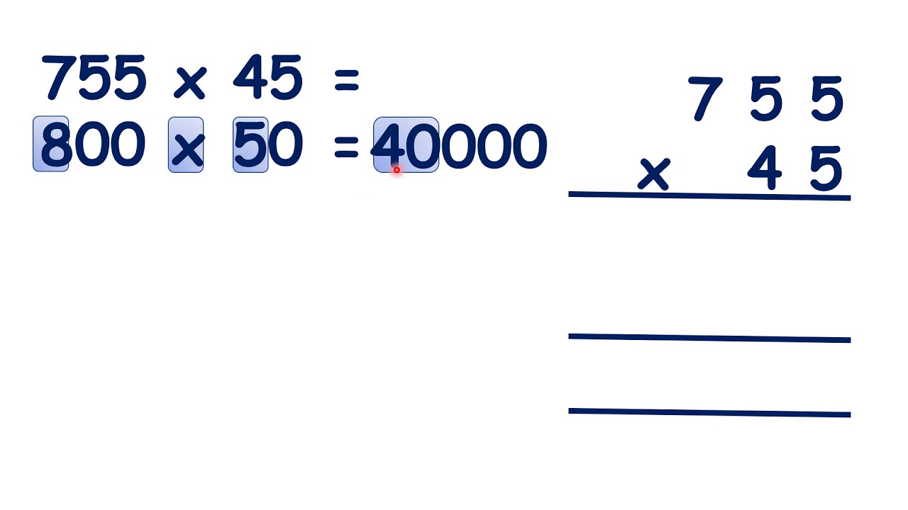 Use rounding to estimate for multi digit multiplication (3 digit x 2 digit)
