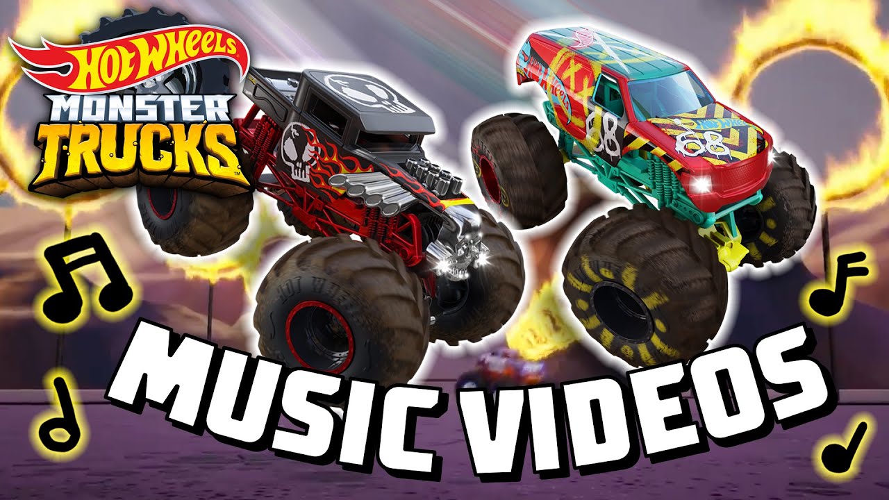 Official MUSIC VIDEOS ft. Monster Trucks DEMO DERBY and BONE SHAKER! 🎶 | Hot Wheels