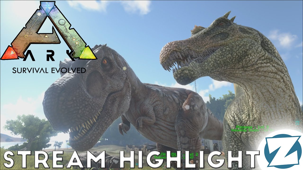 Ark Survival Evolved Gameplay - How to Knock out a T-Rex w/ Sl1pg8r (Streaming Highlight)