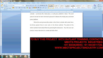 DESIGN AND FABRICATION OF HYDRAULIC BENDING AND BEND REMOVING MACHINE MECHANICAL PROJECT