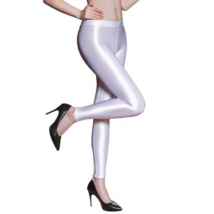 Metelam Women's Leggings Sexy Glitter Yogapants Satin Glossy Opaque Super Shiny Stretchy Causalpants
