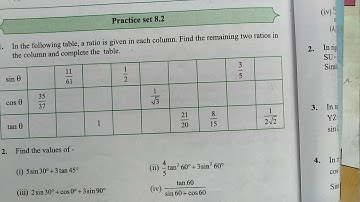 Standard 9, Trigonometry, practice set 8.2,part 1
