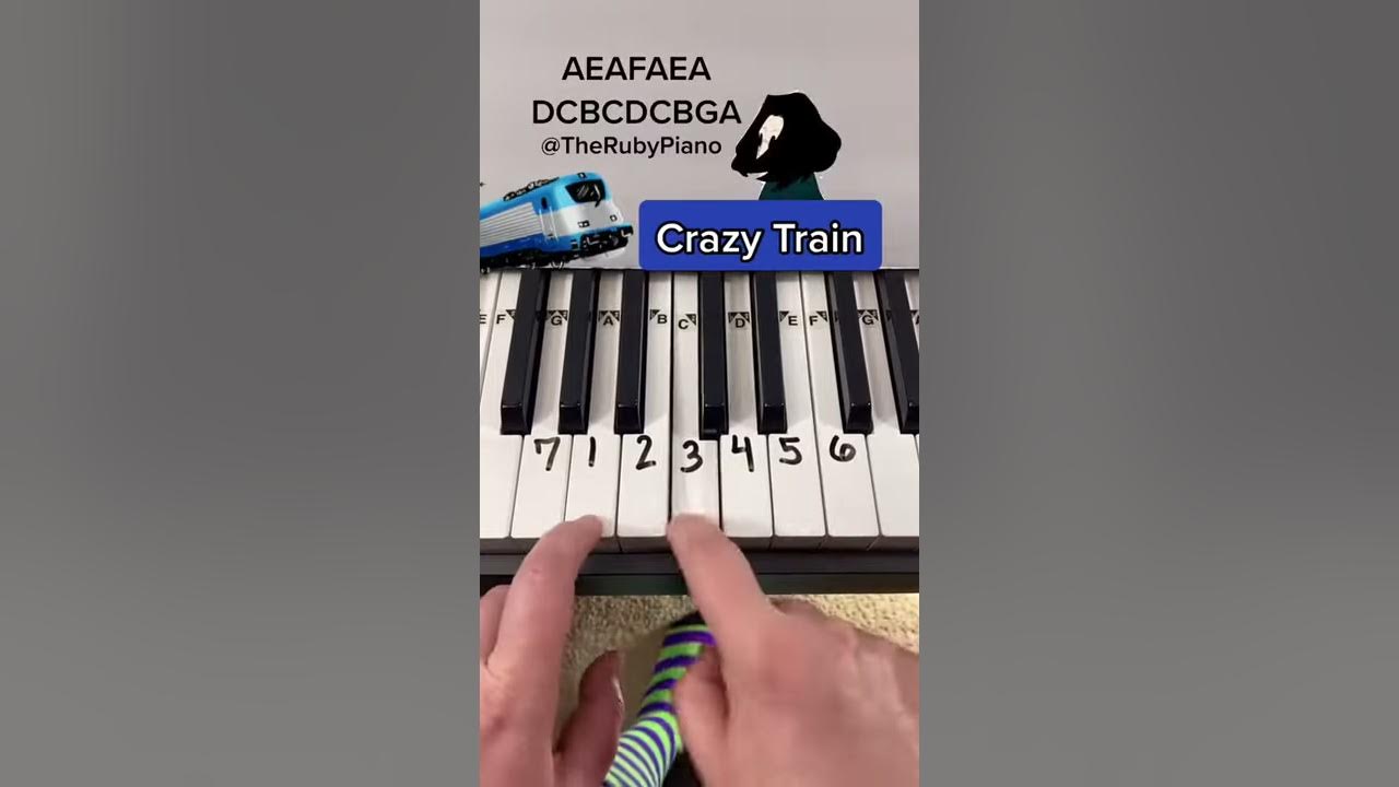 Crazy Train Piano Easy Tutorial With Letter Notes #Shorts
