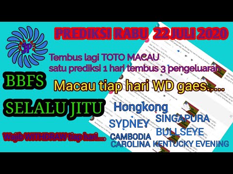 Prediksi 22 Juli 2020 Bbfs Jitu Toto Macau Hk Sd Sgp 4d 3d 2d Angka Main Jitu Youtube