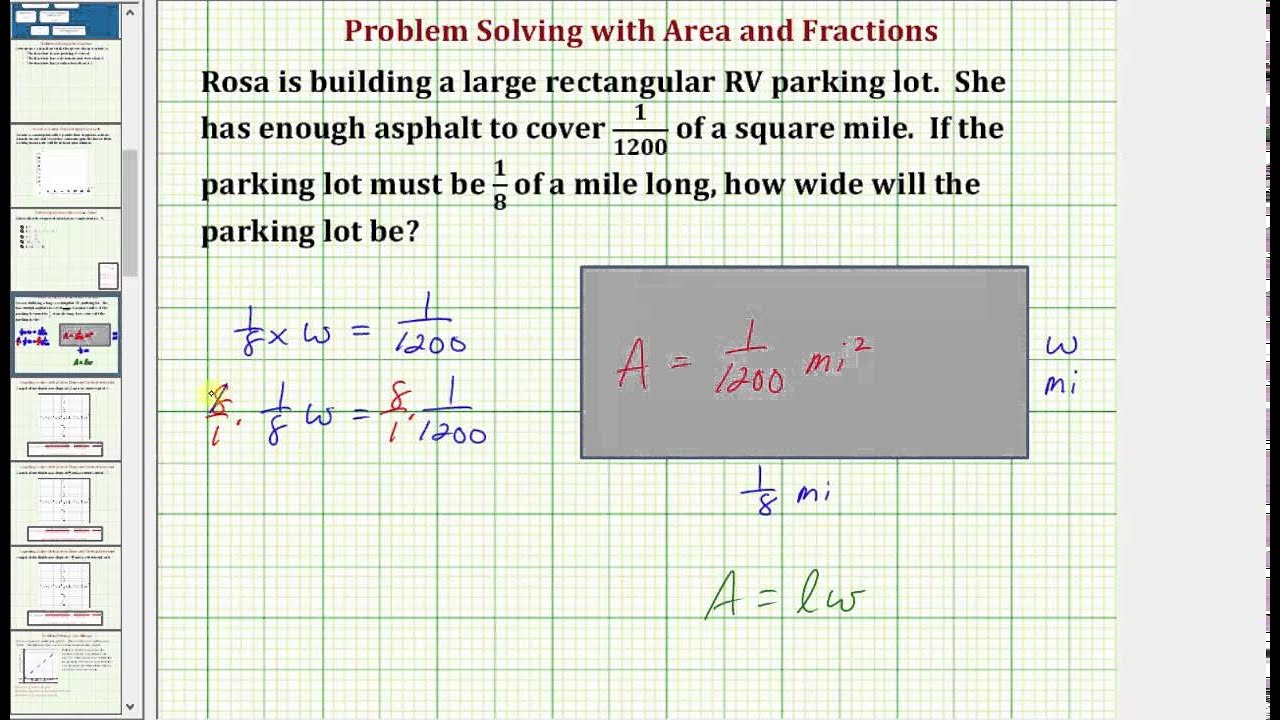 Encontrar el ancho de un rectángulo con fracciones dadas a un área (Common  Core Math 7/8 Ex 8) - YouTube