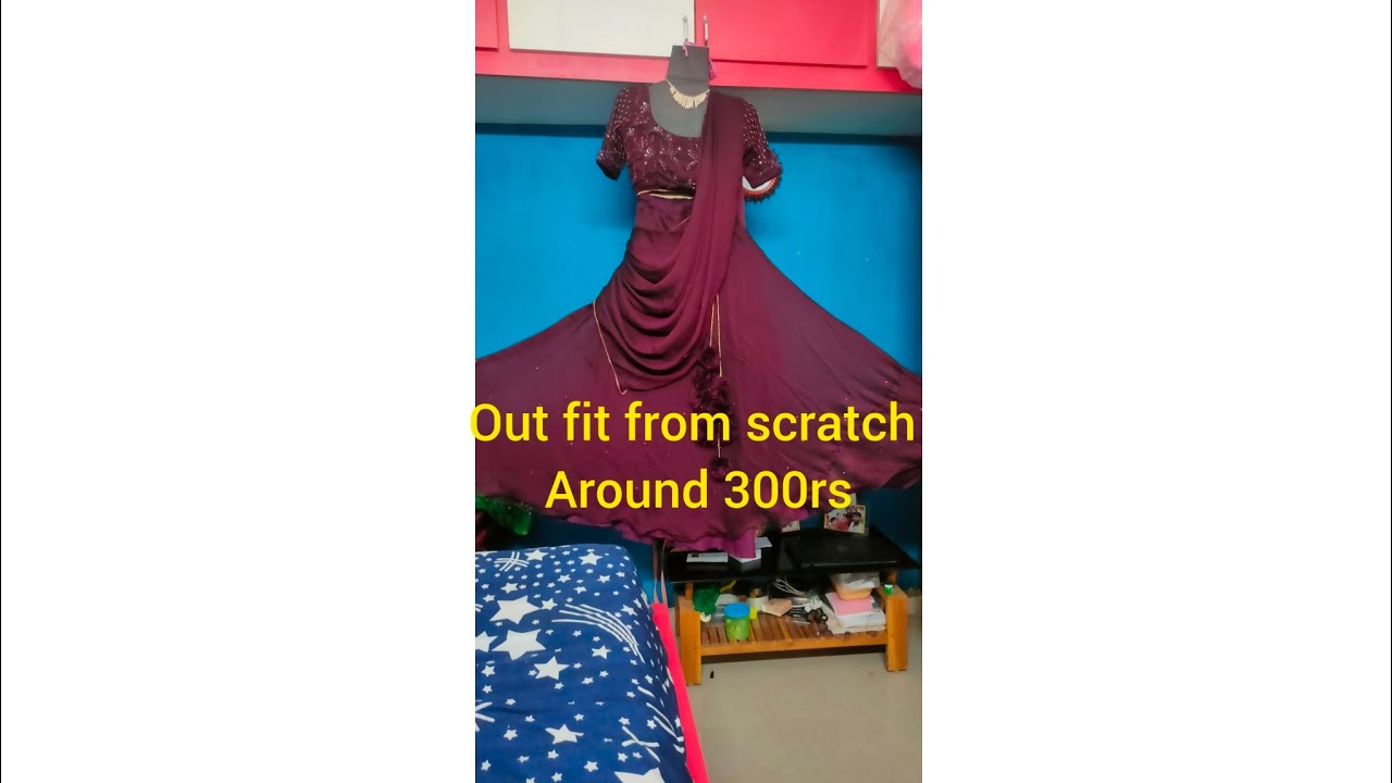 Made-to-Measure Pink Blue Embellished Crop top Lehanga set With crystals & thread Work