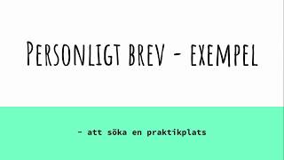 Exempeltext från Sfi - Personligt brev till äldreboende Exempeltext från Sfi - Personligt brev till äldreboende