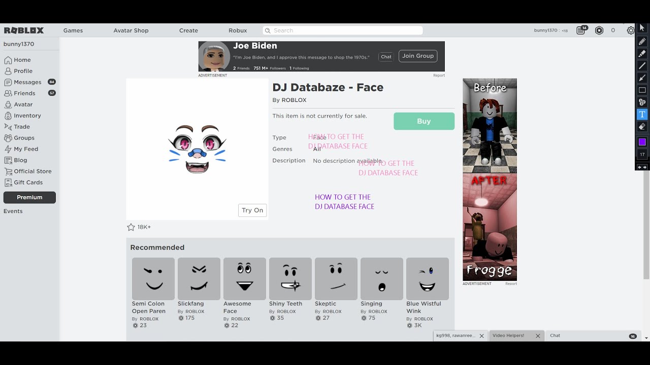 How To Get The Dj Database Face In Roblox Not Free Wolfiexx Youtube - roblox user database