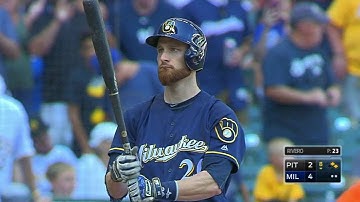 PIT@MIL: Lucroy receives ovation in 8th-inning at-bat
