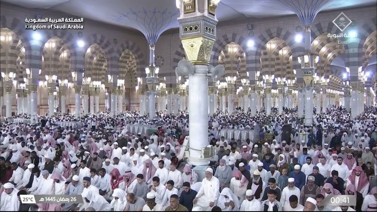 صلاة التهجد من المسجد النبوي الشريف بالمدينة المنورة ليلة 26 رمضان  1445هـ