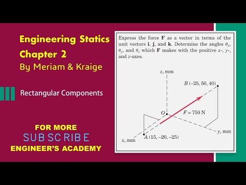 STATICS | Chapter 2 |  2/101 | 6th Edition | 3-D Rectangular Components | Engineers Academy