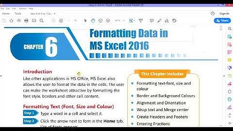 Computer class 6 chapter 6 Formatting data in MS Excel 2016