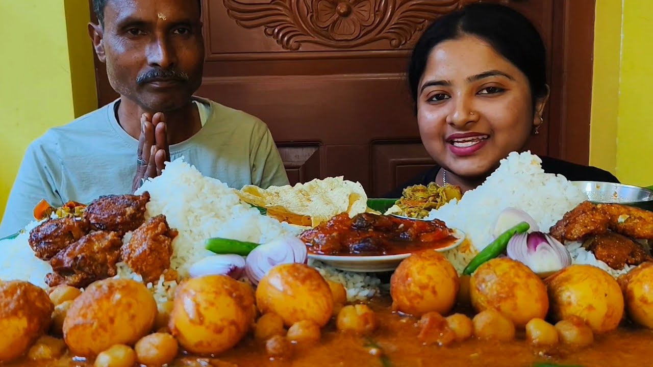 BIGBITES, EATING RICE, SPICY EGG CURRY🥵🥵 CHATNI, PAPAD, BORA WITH PUNISHMENT🤮🤮 | EATING CHALLENGE