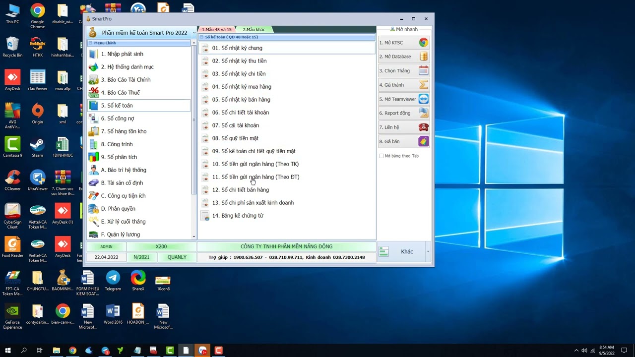 Smart Pro - Hướng dẫn - Các menu làm việc chính