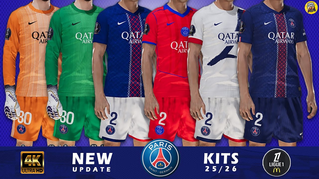 4K  🔥 PSG Official Kits 25/26 | Ligue 1 Edition | PES 2021 | FL25 | All Patches