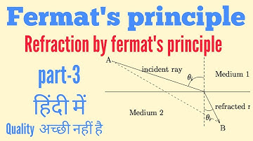 Fermat principle in Hindi | derivation of refraction by fermat principle | Part-3