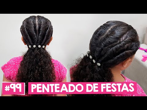 Penteado Infantil facil SEMI-PRESO para cabelo cacheado #81 I Sr e Sra  Martinez 